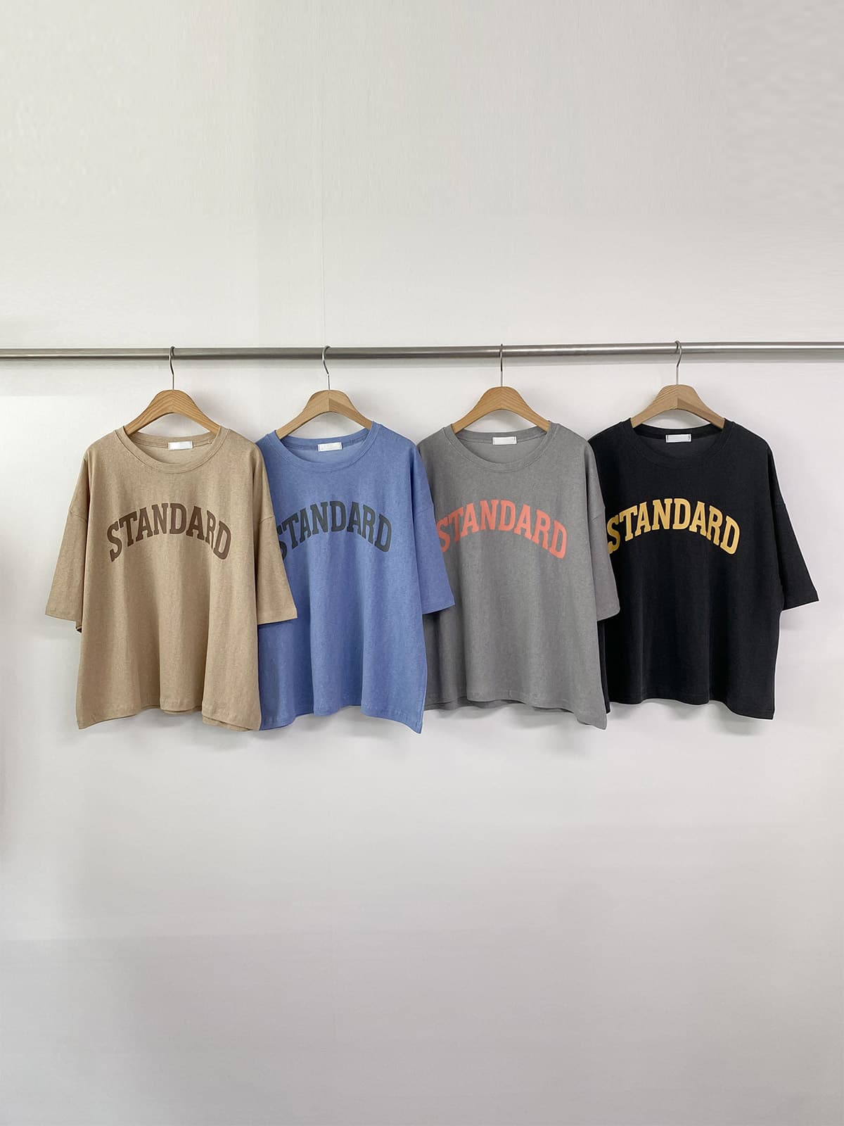 Standard Semi-Crop T-Shirt (Boxy Fit Americana Vintage Washed Pigment Summer Short Sleeve) - 이미지 13