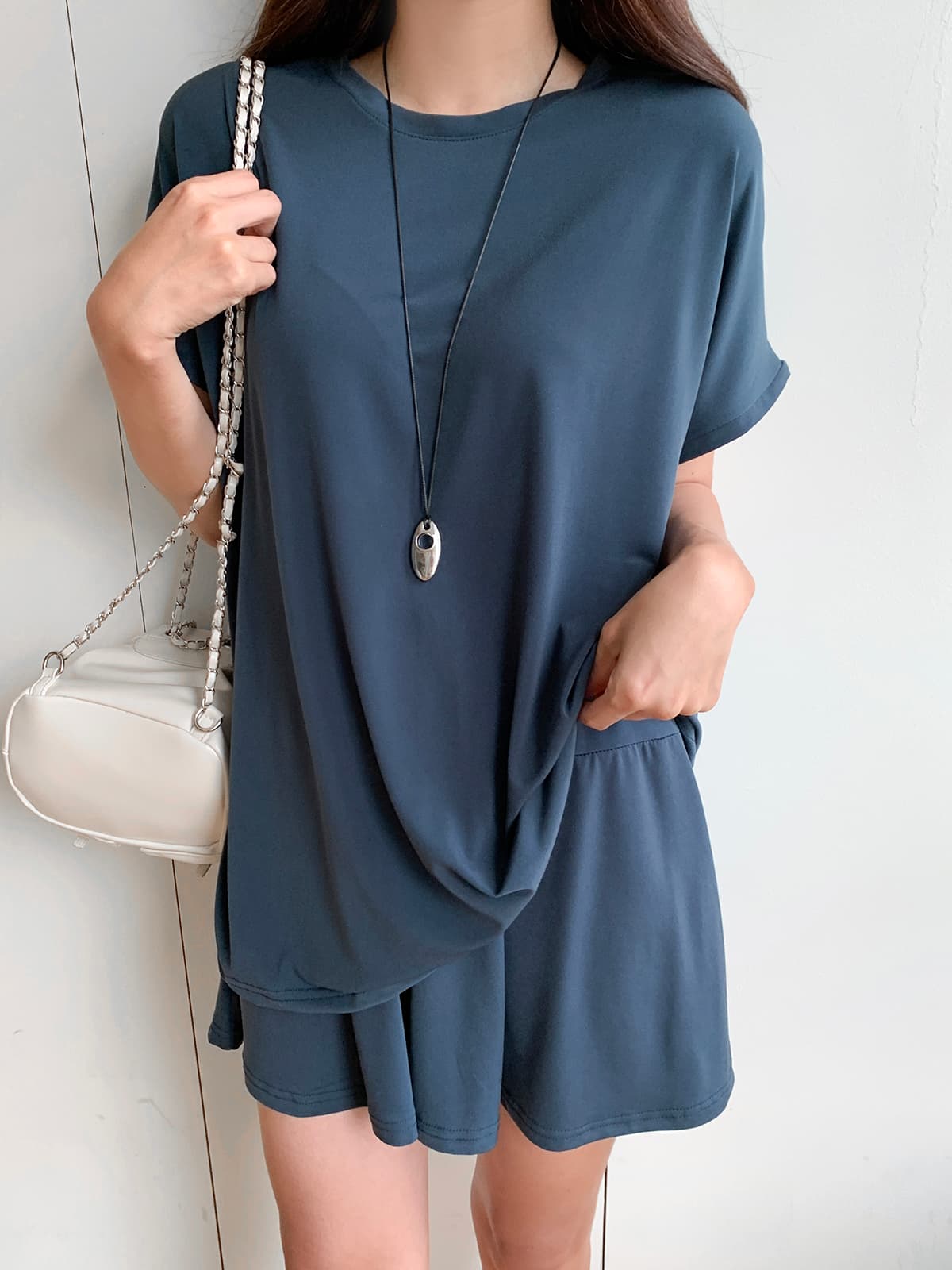 Flowy Skirt-Pants Set (Rayon Loose Fit Set Cool Fabric) - 이미지 1