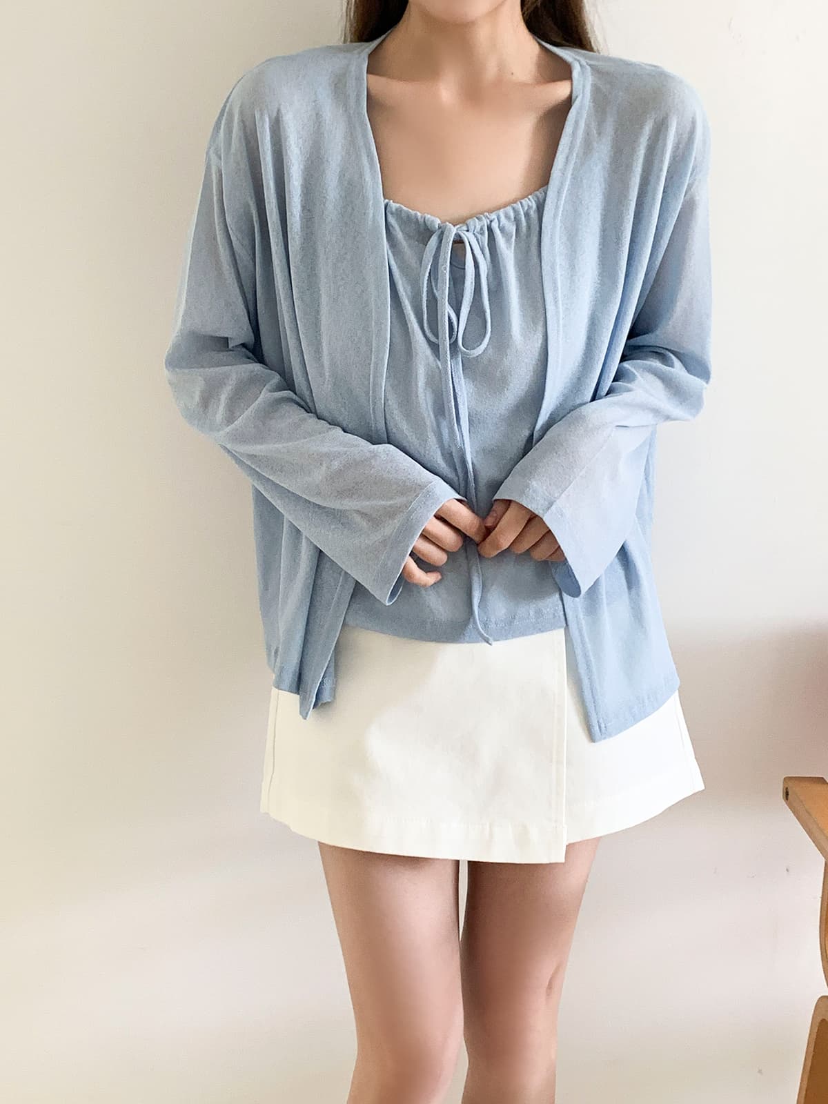 Darling Sleeveless Cardigan SET (Two-piece Set-up Delicate Fit Summer Set) - 이미지 3