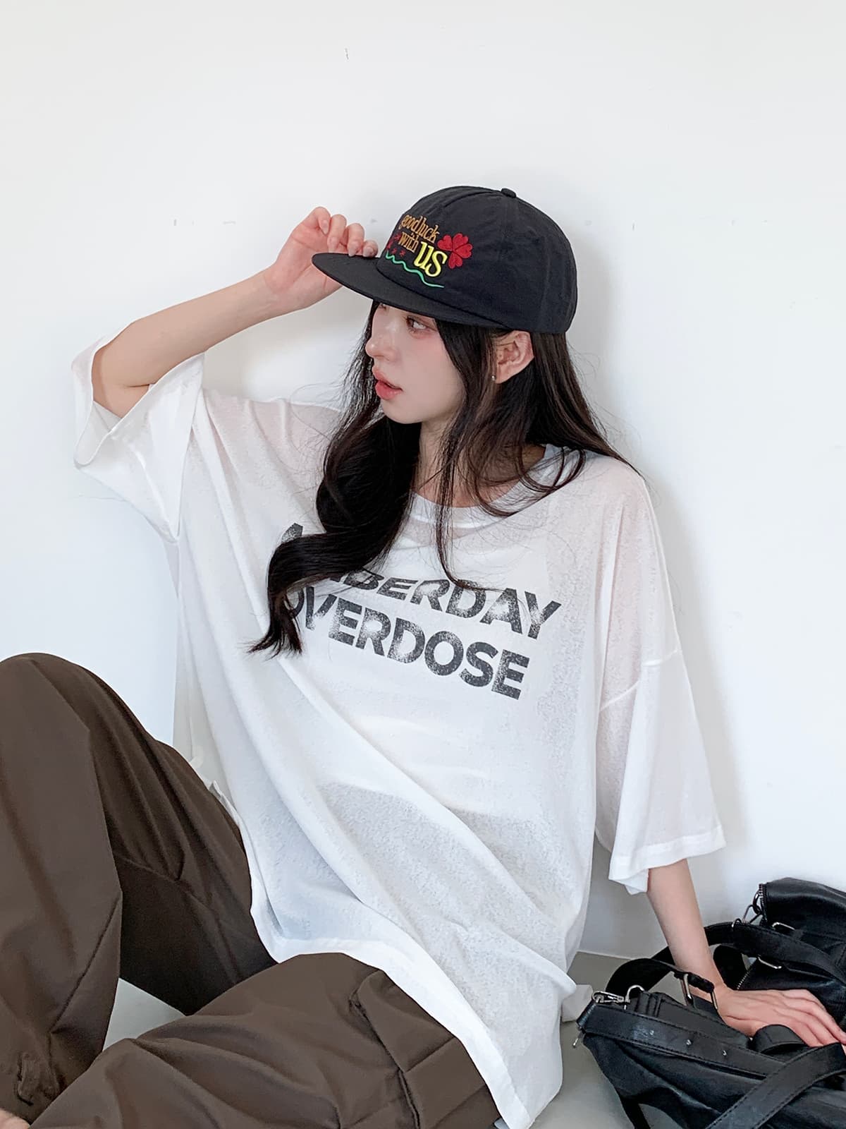 Amber Day T-shirt (Summer See-through Oversized Slit Boxy T-shirt Loose Fit Boxy) - 이미지 1