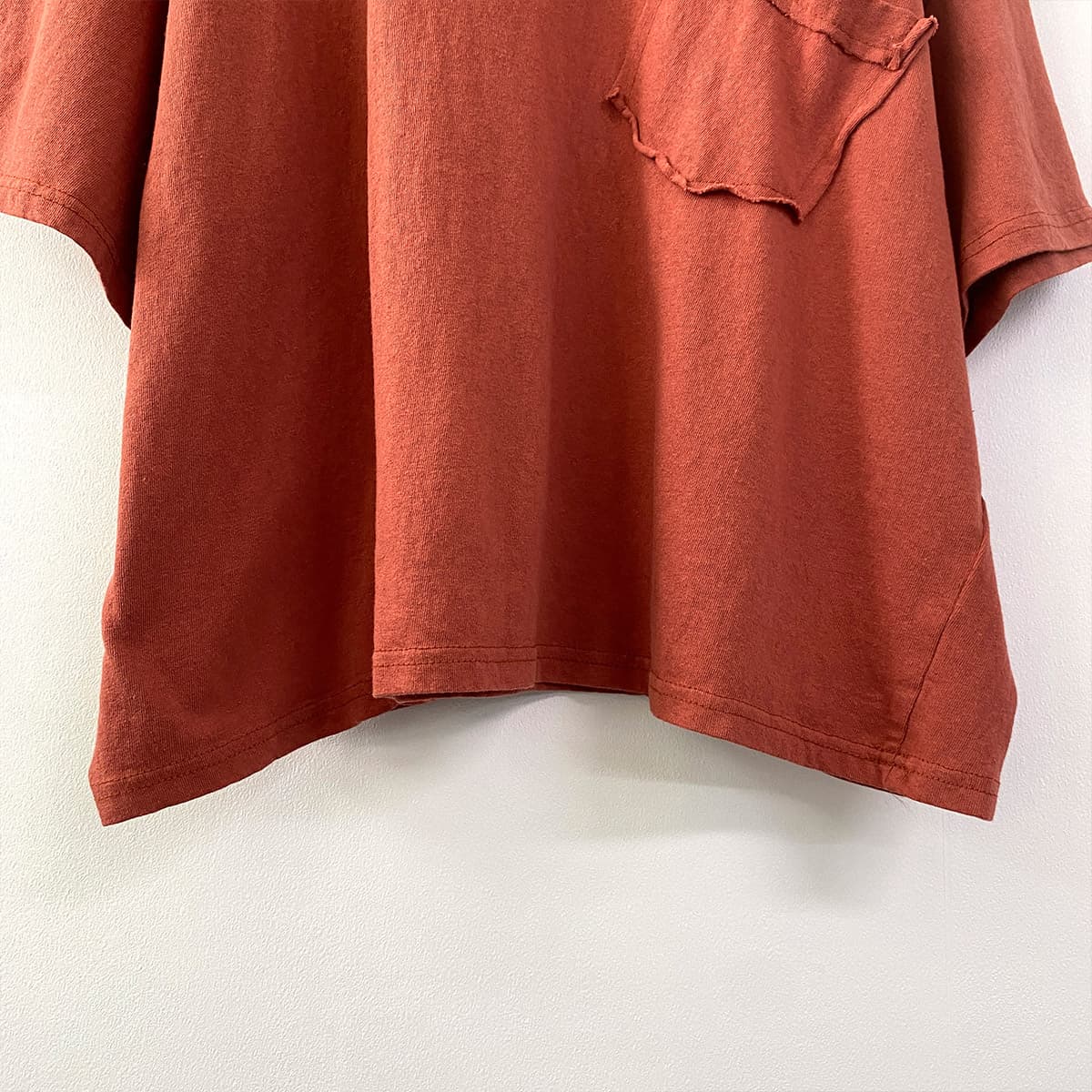 Raw Pocket Washed T-shirt (Round Neck Summer Short Sleeve T-shirt with Washed Pocket Vintage) - 이미지 14