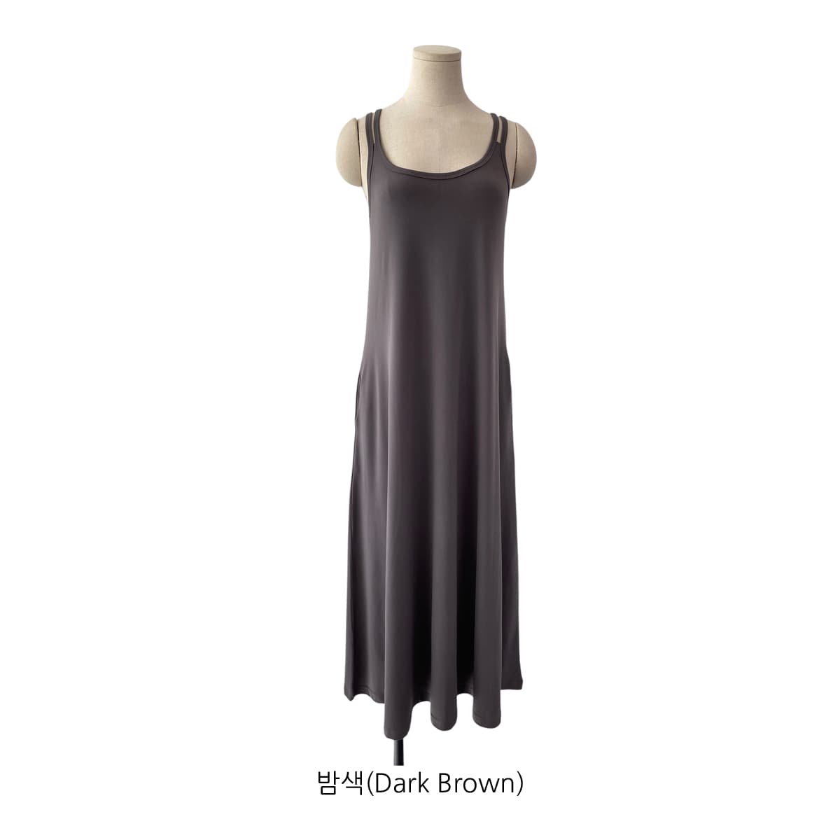Two-striped sleeveless dress (Cooling spandex sleeveless long dress layered for summer) - 이미지 7