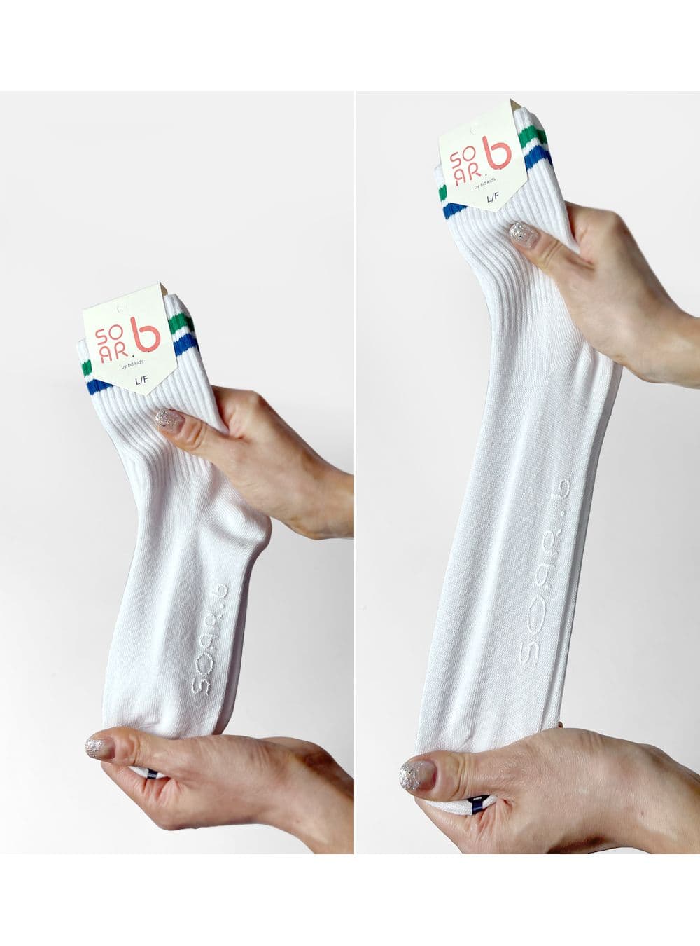 Sosom Two-Ring Socks Mom & Kids Striped Couple Socks up to Size 250 - 이미지 3