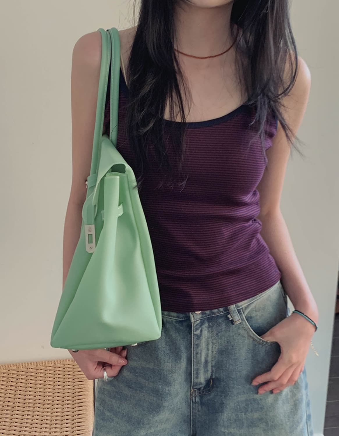 Summer Sleeveless) Striped Slim Sleeveless (New Arrival, Summer, Summer Sleeveless, Can be worn as an inner layer, Daily) - 이미지 10
