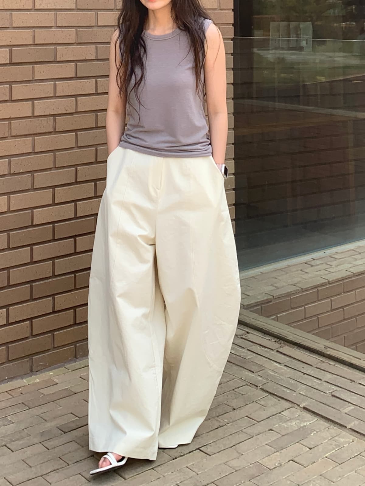 Balloon Cotton Pants (New Arrival, Summer Pants, Summer Slacks, Summer Cotton Trousers, Leg-lengthening, Wide, Fit Guaranteed, Elastic Waist) - 이미지 2