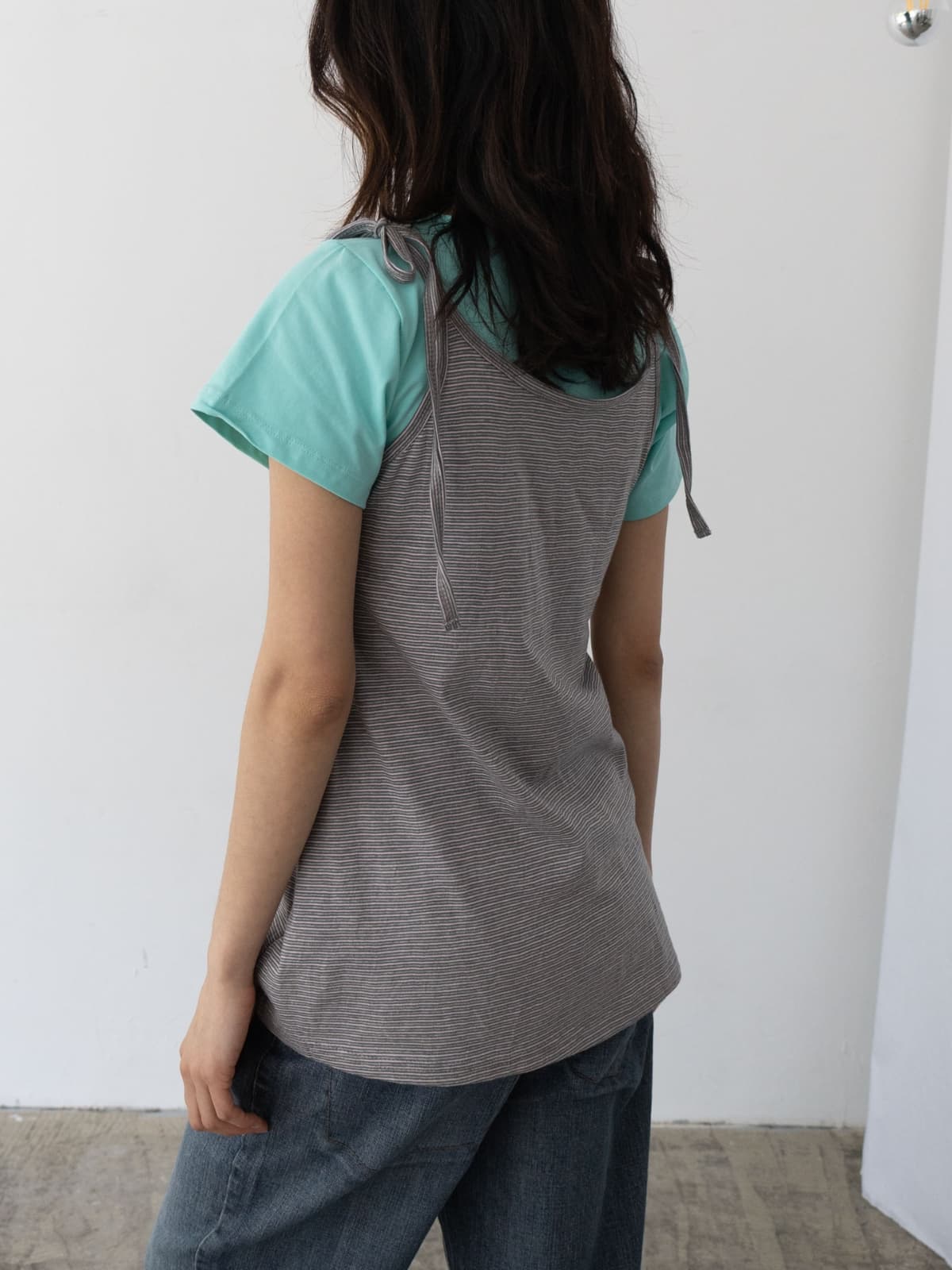 Ribbon Striped Sleeveless Top (New Arrival, Summer Sleeveless, Summer Sleeveless, Strappy Sleeveless, Can be worn as an inner layer, Unique, Daily) - 이미지 13