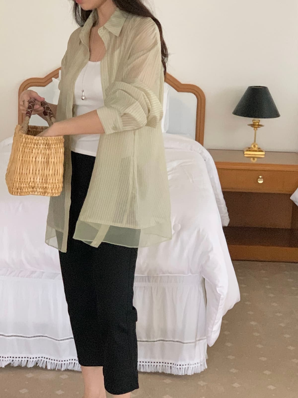 Sheer layered overshirt - 이미지 15