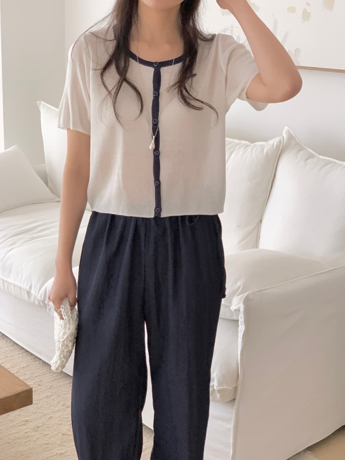 Color-block short-sleeve knit - 이미지 12