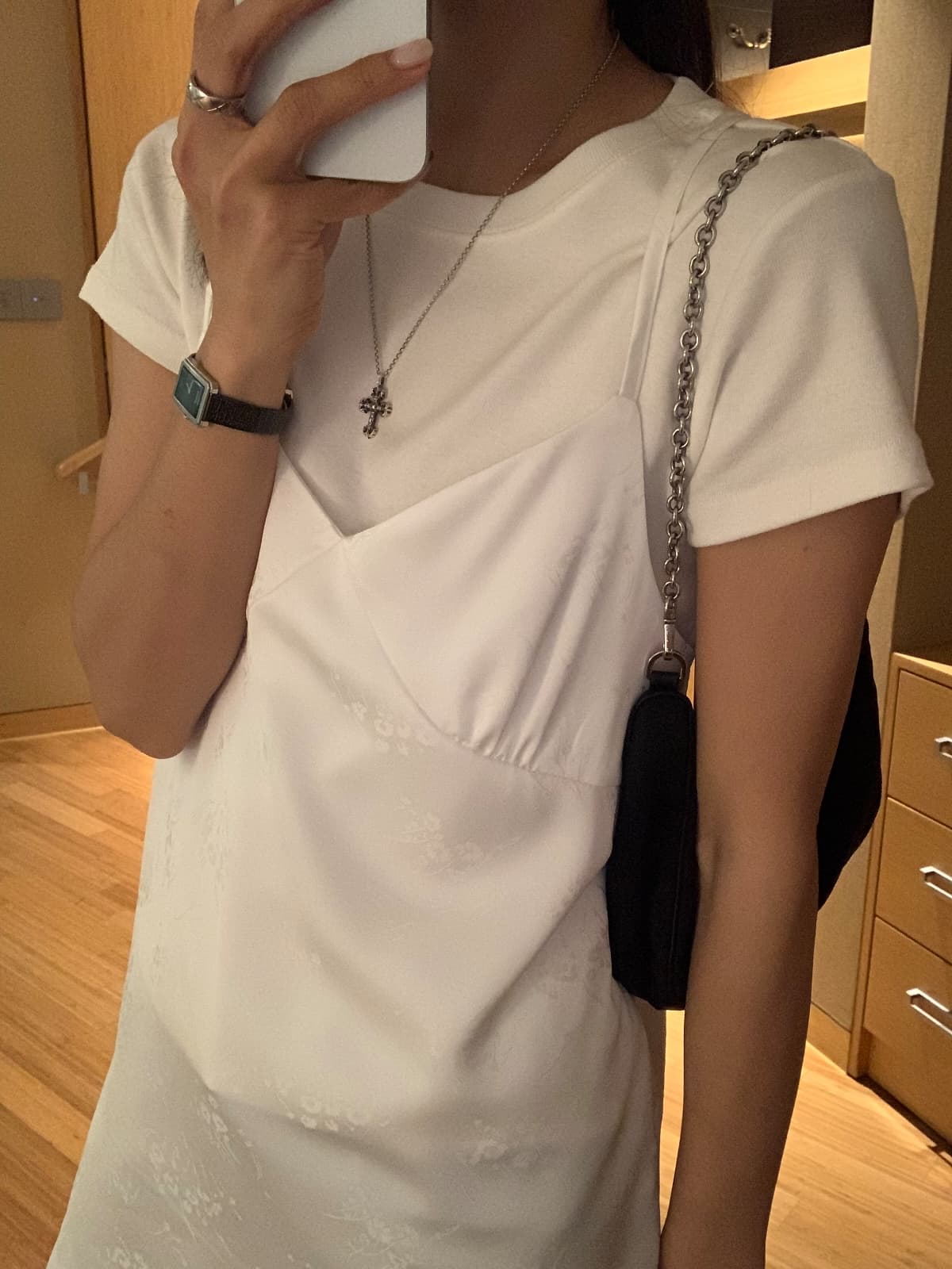 Flower satin slip dress - 이미지 1