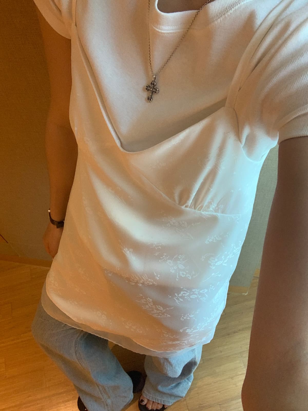 Flower satin slip dress - 이미지 16