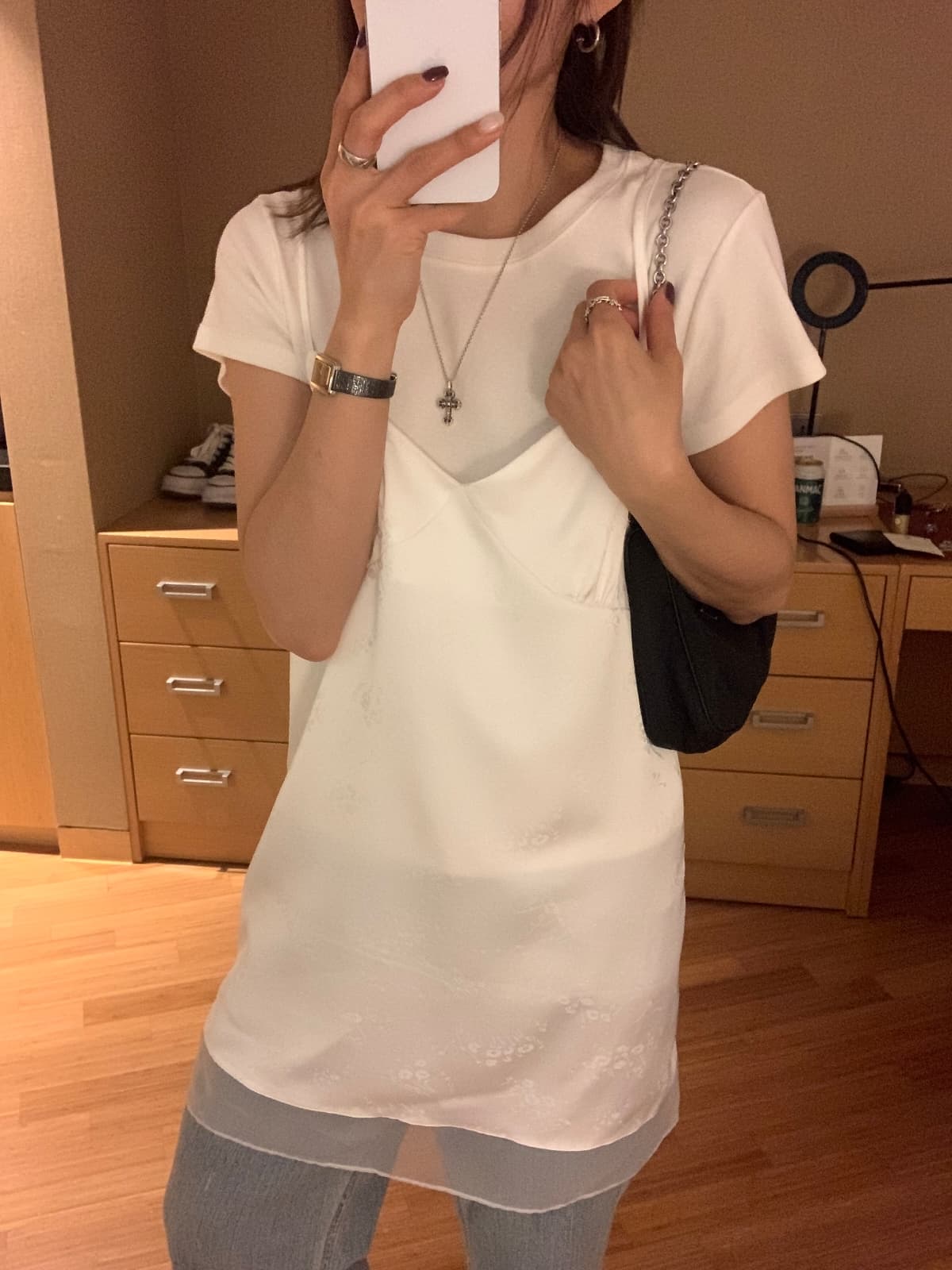 Flower satin slip dress - 이미지 12