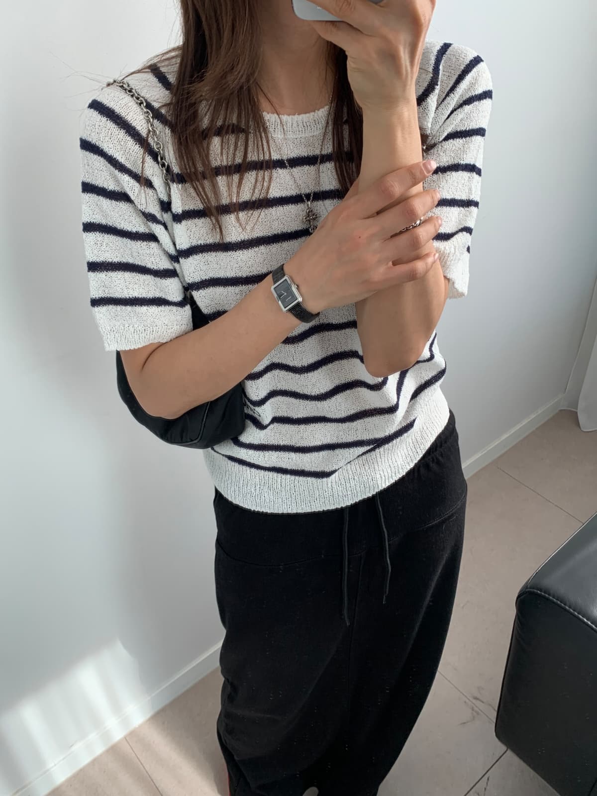 French stripe short-sleeve knit - 이미지 1