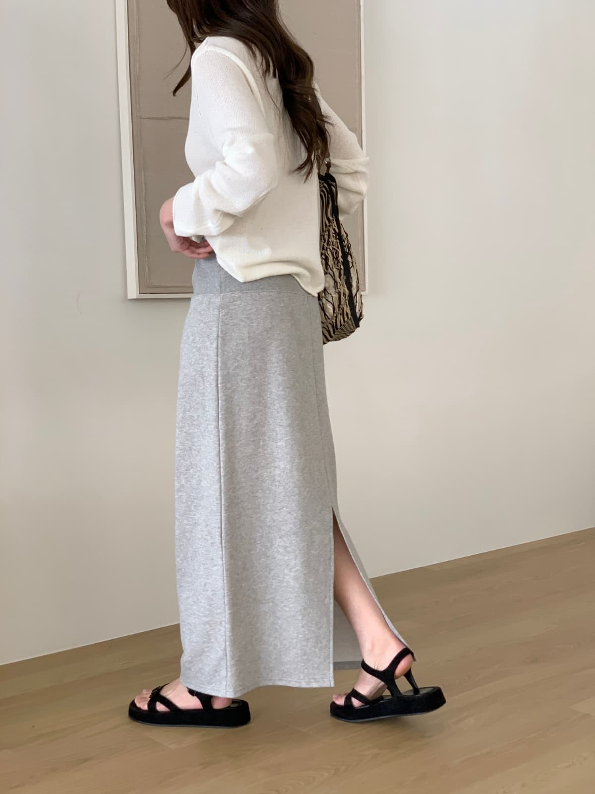 Textured long skirt - 이미지 11