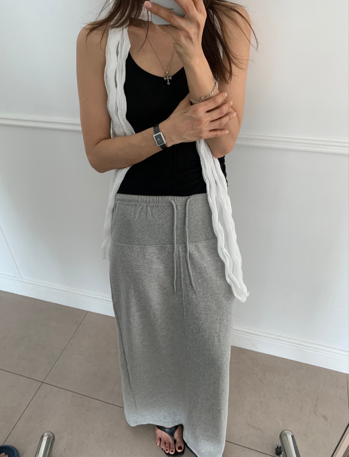 Textured long skirt - 이미지 6