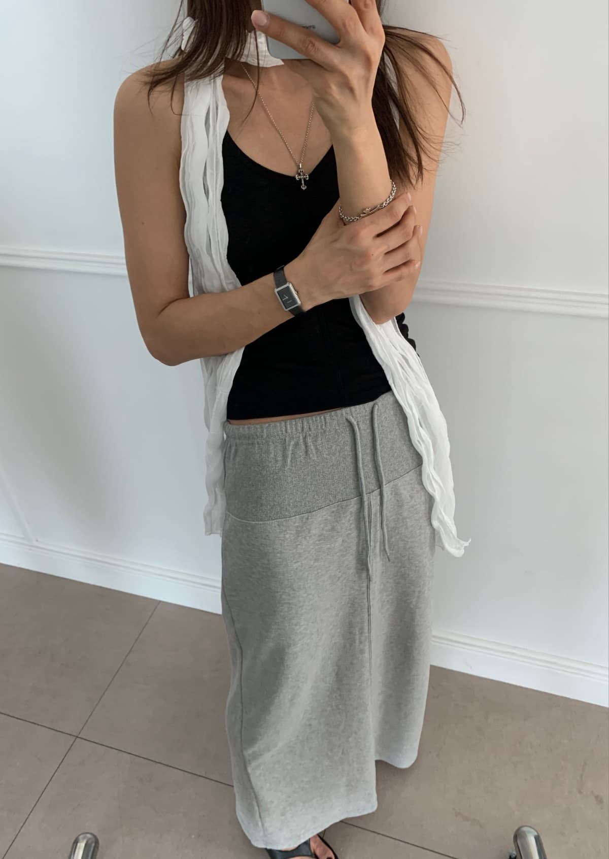 Textured long skirt - 이미지 2