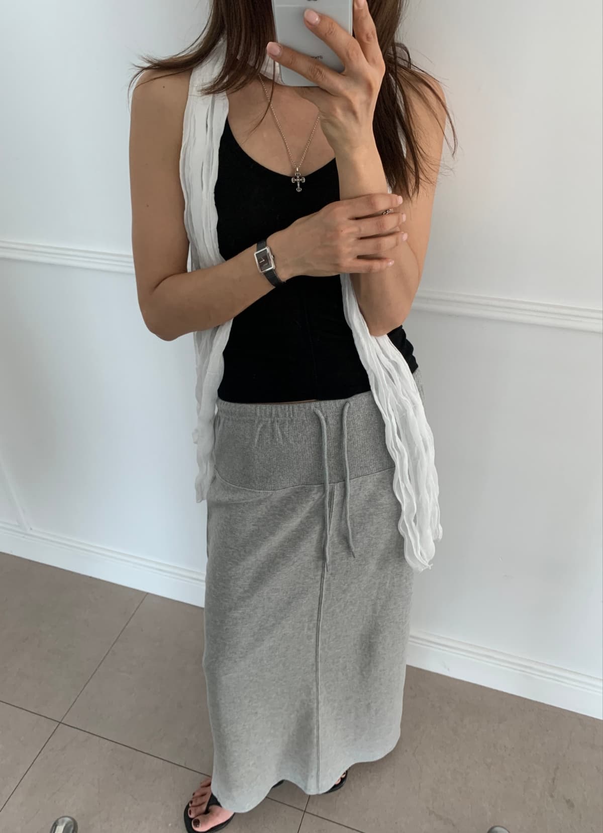 Textured long skirt - 이미지 3