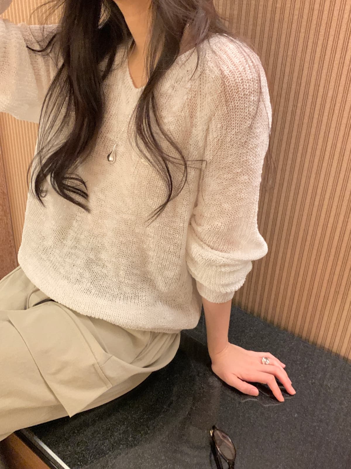 Summer Slub V-neck Knit - 이미지 7