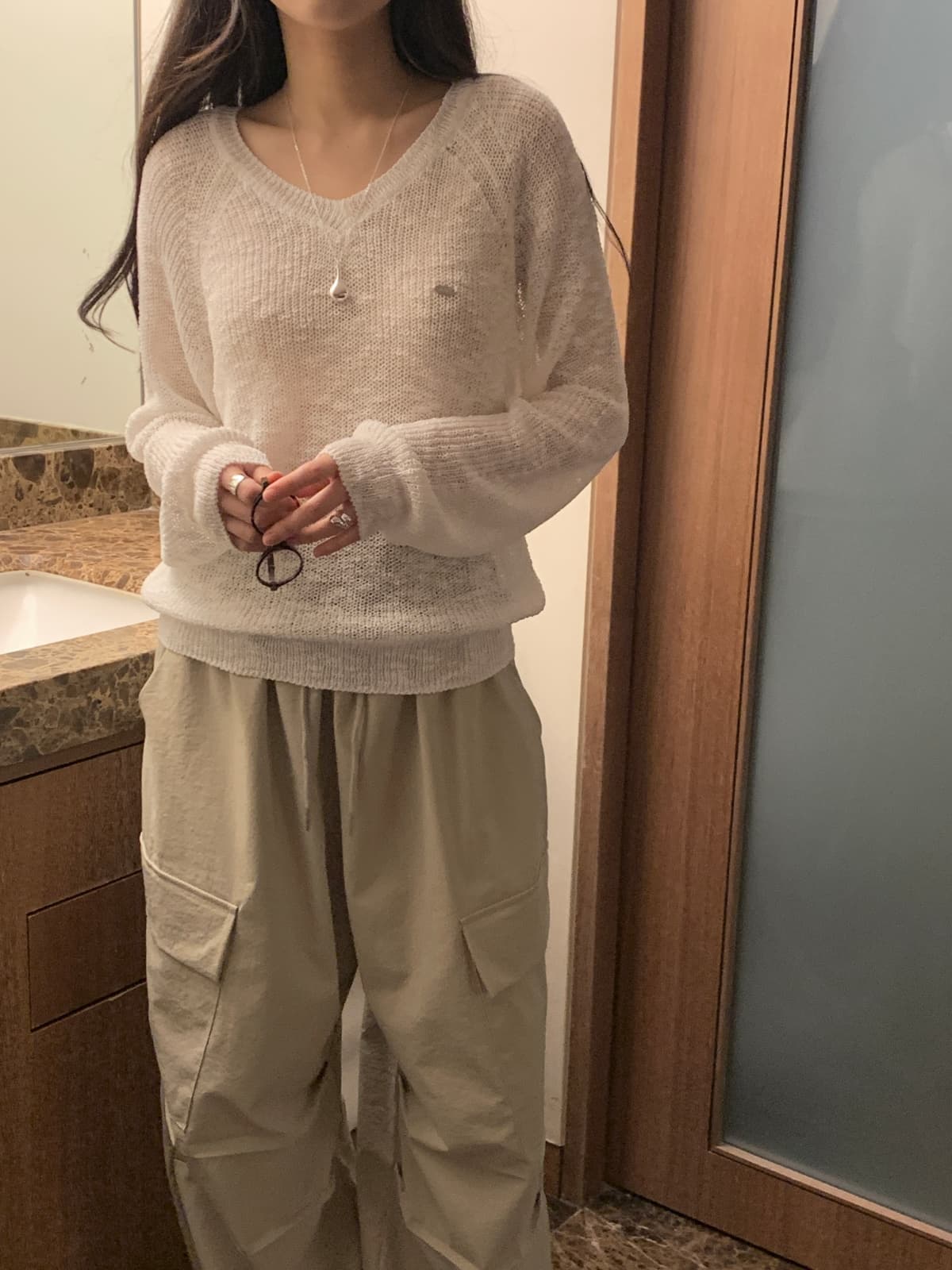 Summer Slub V-neck Knit - 이미지 10