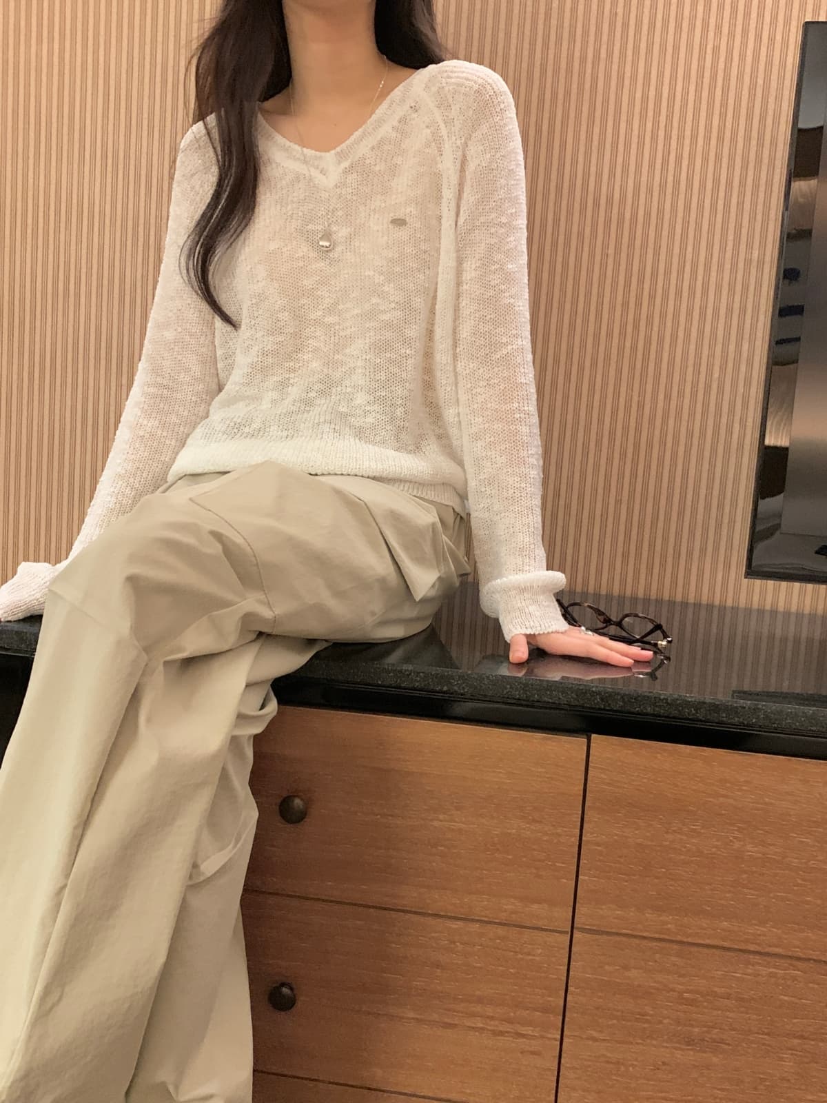 Summer Slub V-neck Knit - 이미지 12
