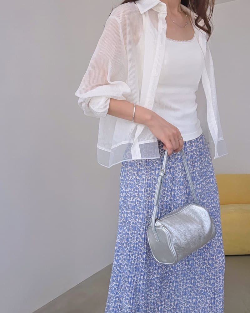 See-through layered crop shirt - 이미지 6