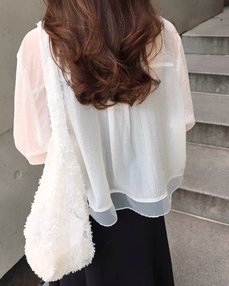 See-through layered crop shirt - 이미지 7
