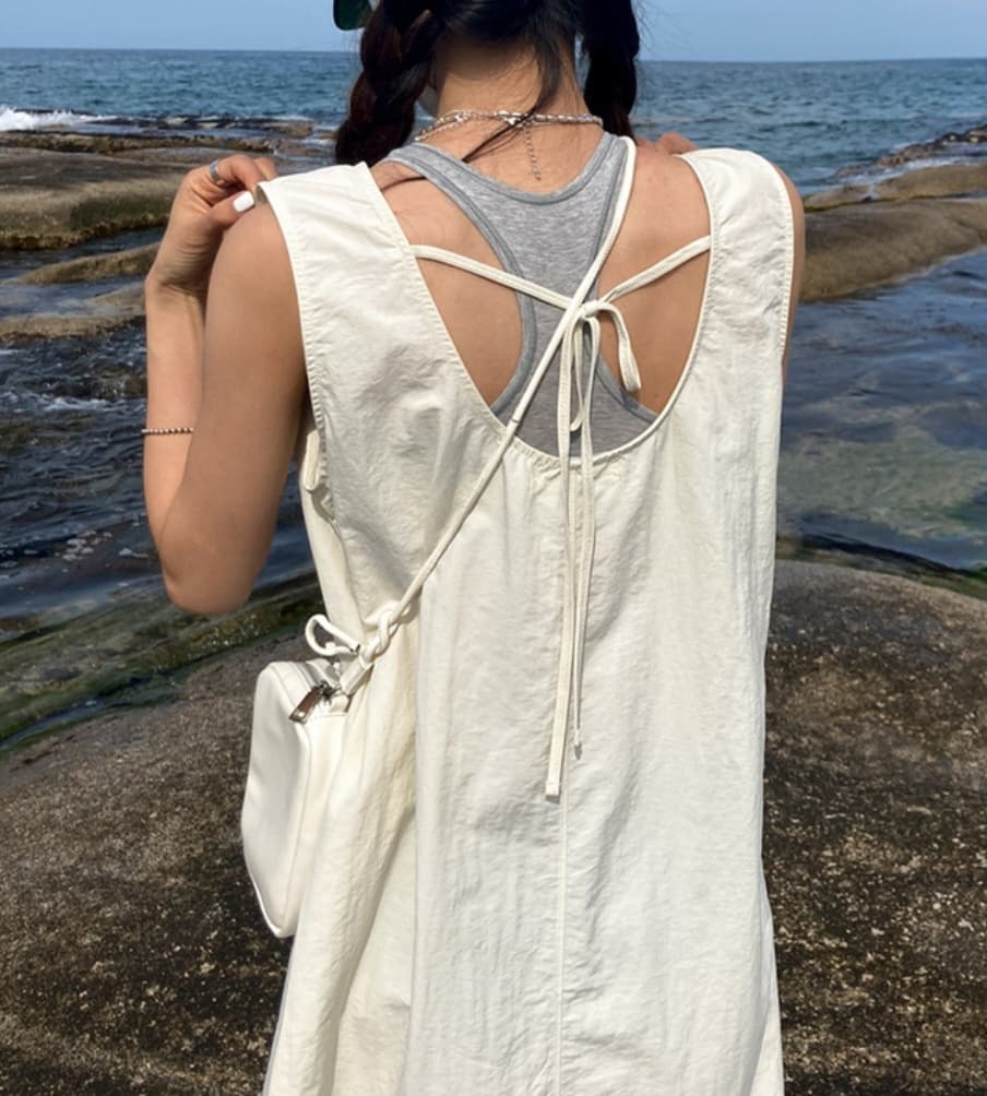 Rustling sleeveless dress - 이미지 1