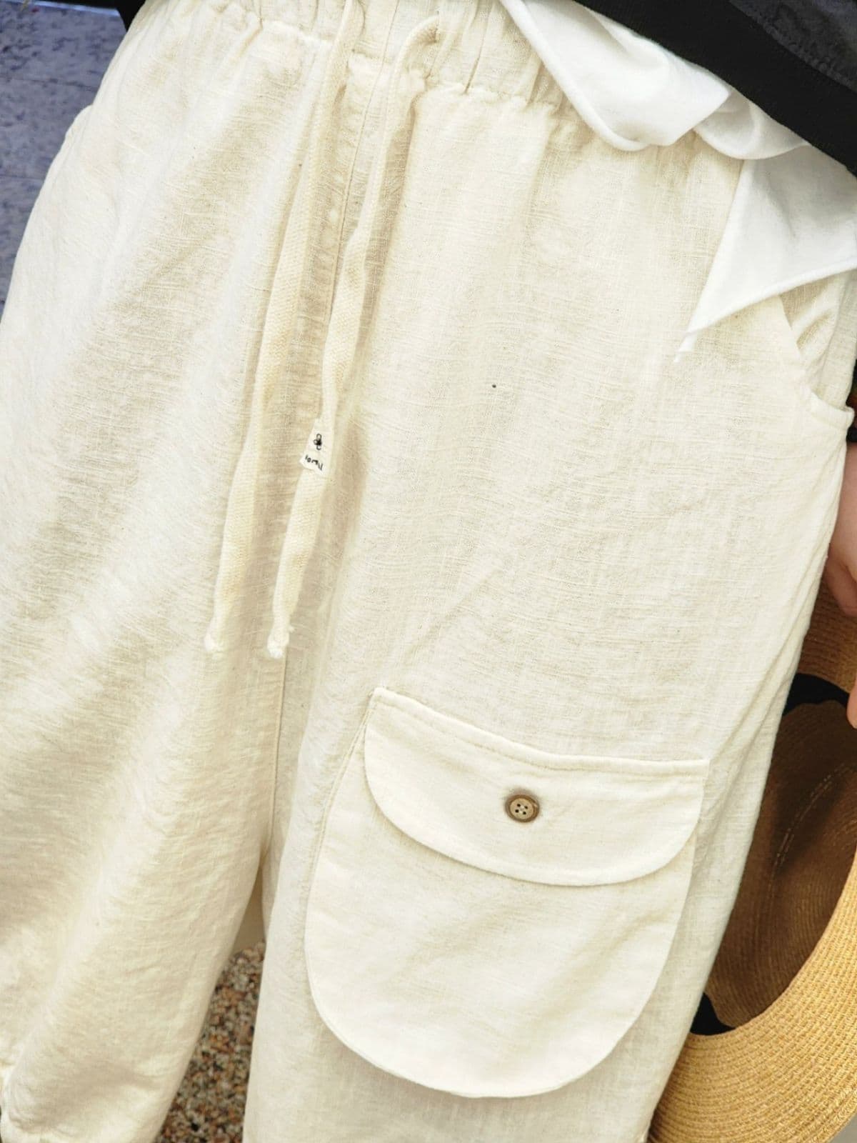 SS) Bio Linen 8-Count King Baggy 3/4 Length Pants, Size 88 Available, Spring/Summer Linen Loose Pants, Linen Pants - 이미지 9
