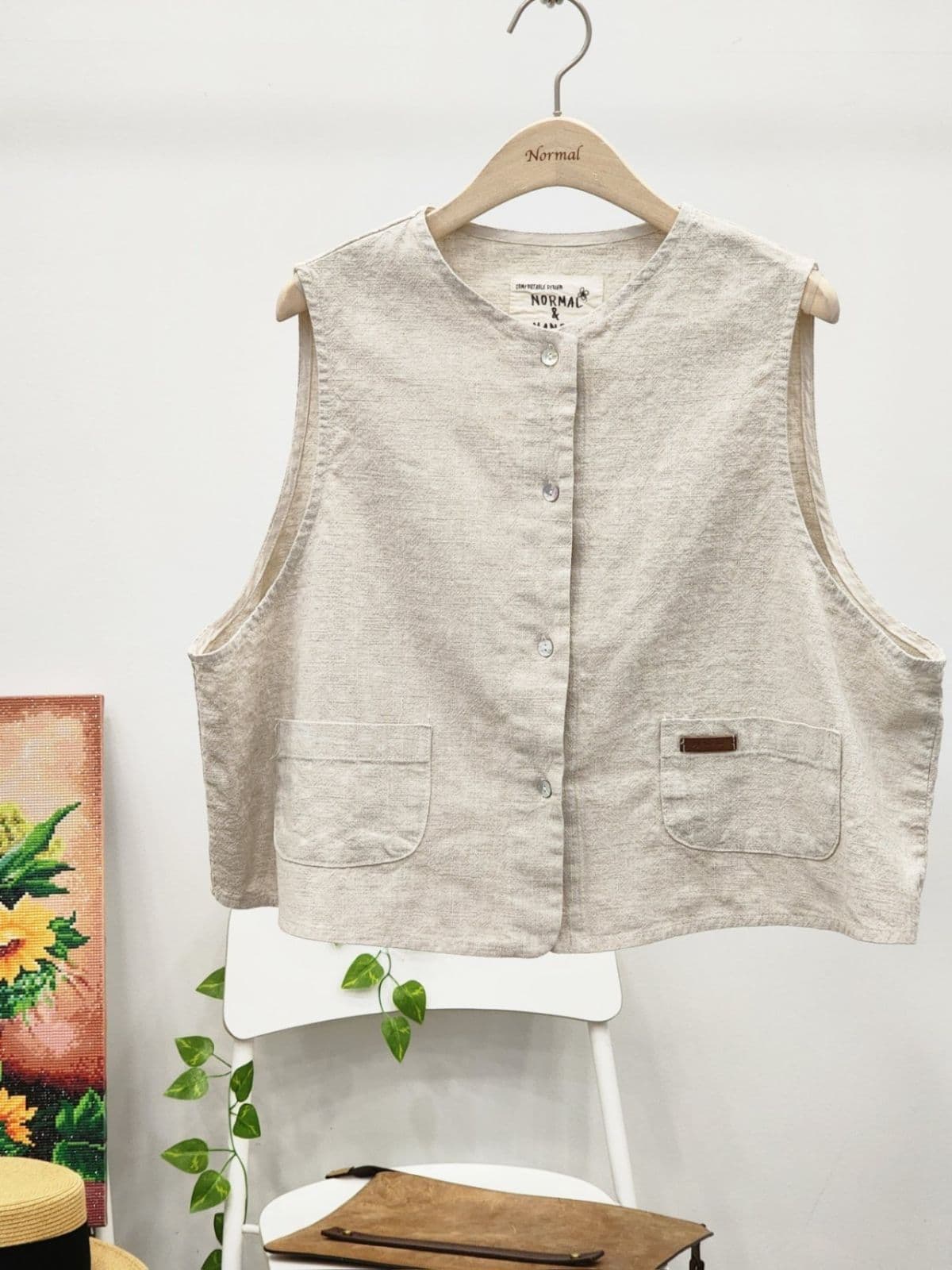 26SS) Bio-Linen 8-Count Vest, Free Size 77 Fit, Summer Vest, Linen Vest - 이미지 8