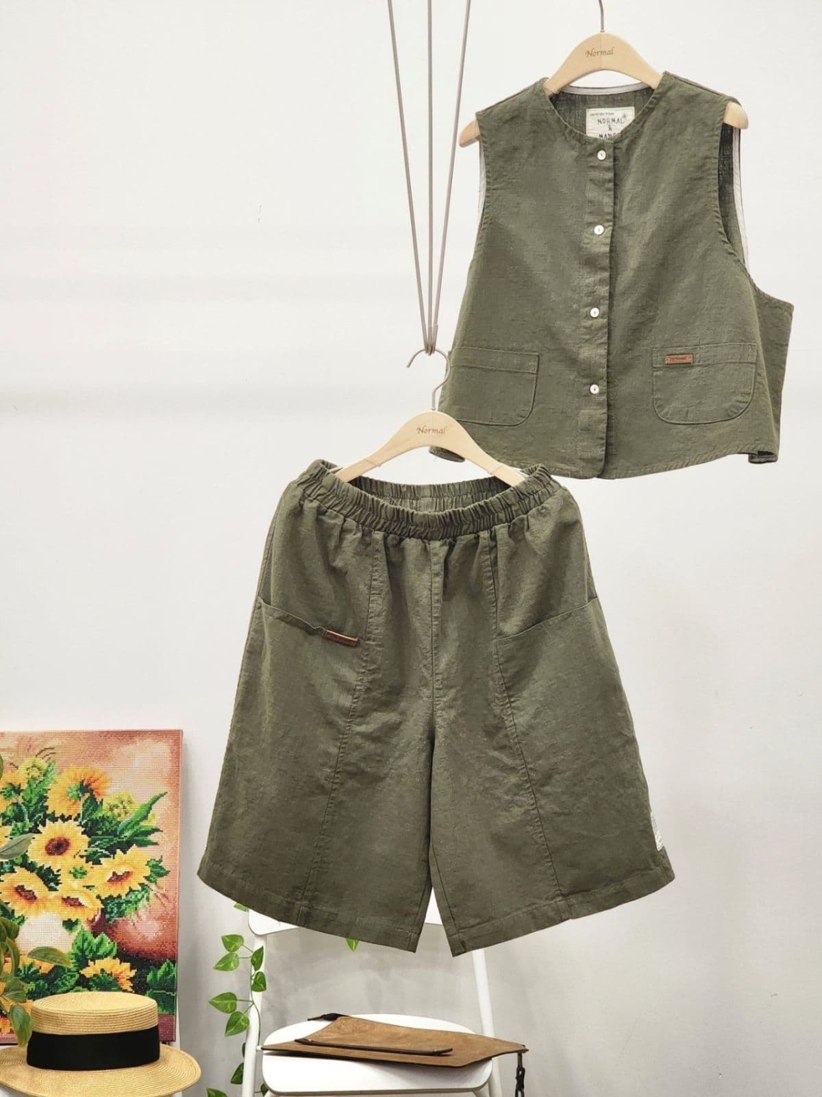26SS) BIO Linen 8-Count Cut-out 6/8 Length Shorts Fits Size 77 Summer Shorts Linen Shorts Linen Pants - 이미지 17