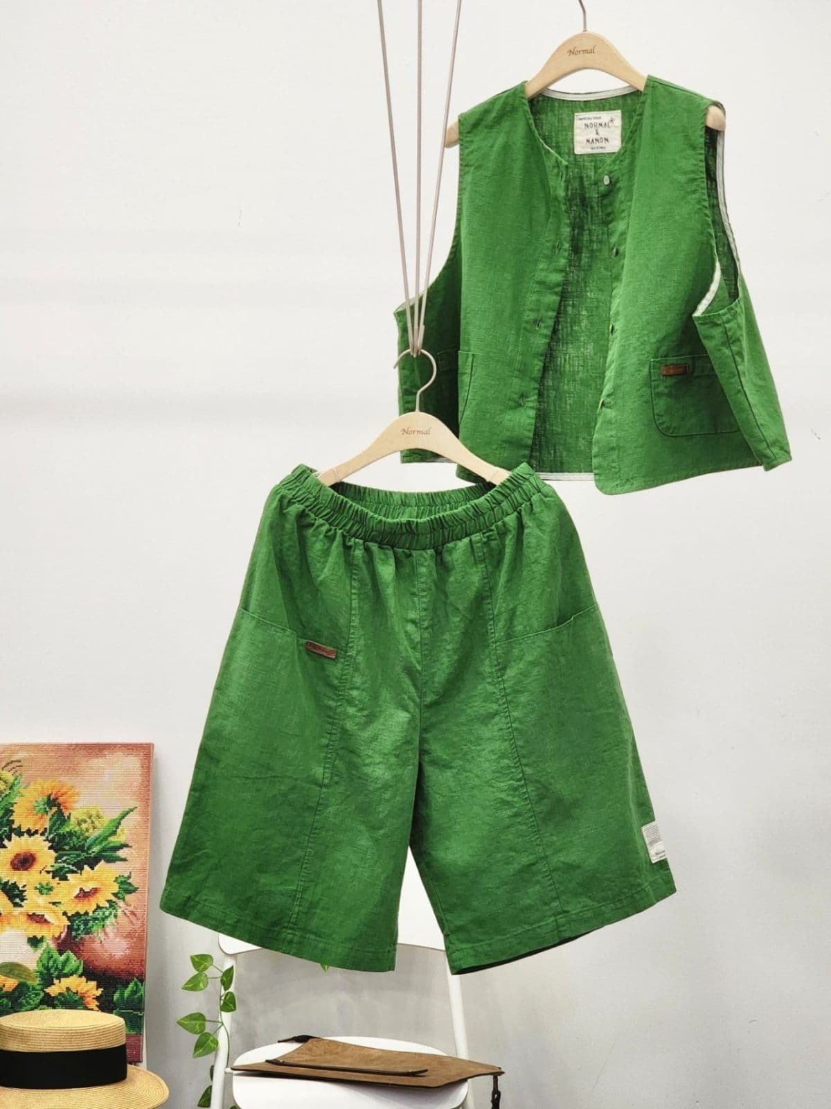 26SS) BIO Linen 8-Count Cut-out 6/8 Length Shorts Fits Size 77 Summer Shorts Linen Shorts Linen Pants - 이미지 13