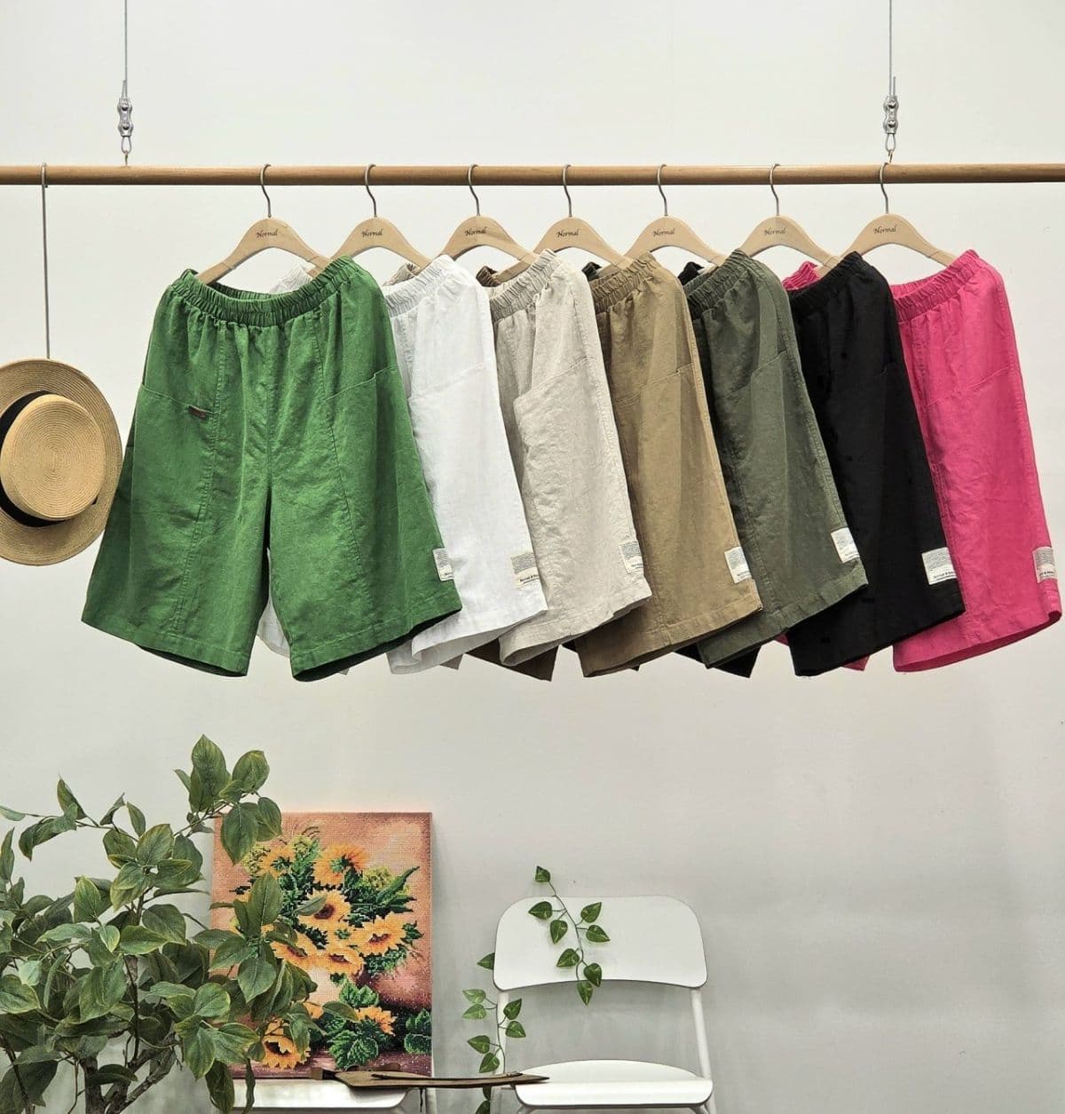 26SS) BIO Linen 8-Count Cut-out 6/8 Length Shorts Fits Size 77 Summer Shorts Linen Shorts Linen Pants - 이미지 1