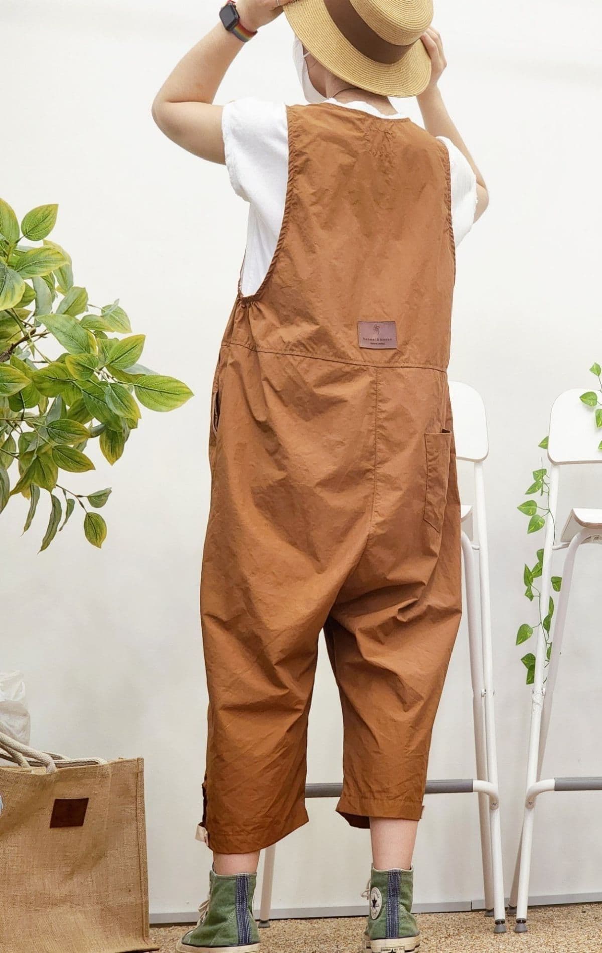 26SS) Summer Cool Vintage Slit Button Jumpsuit (3/4/8 Length) Free Size Fits Size 77 Summer Rustle - 이미지 4