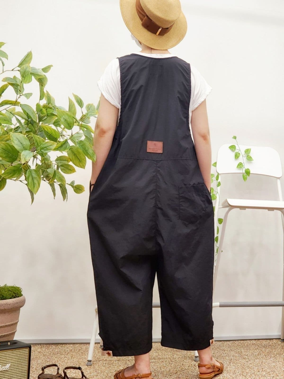 26SS) Summer Cool Vintage Slit Button Jumpsuit (3/4/8 Length) Free Size Fits Size 77 Summer Rustle - 이미지 10
