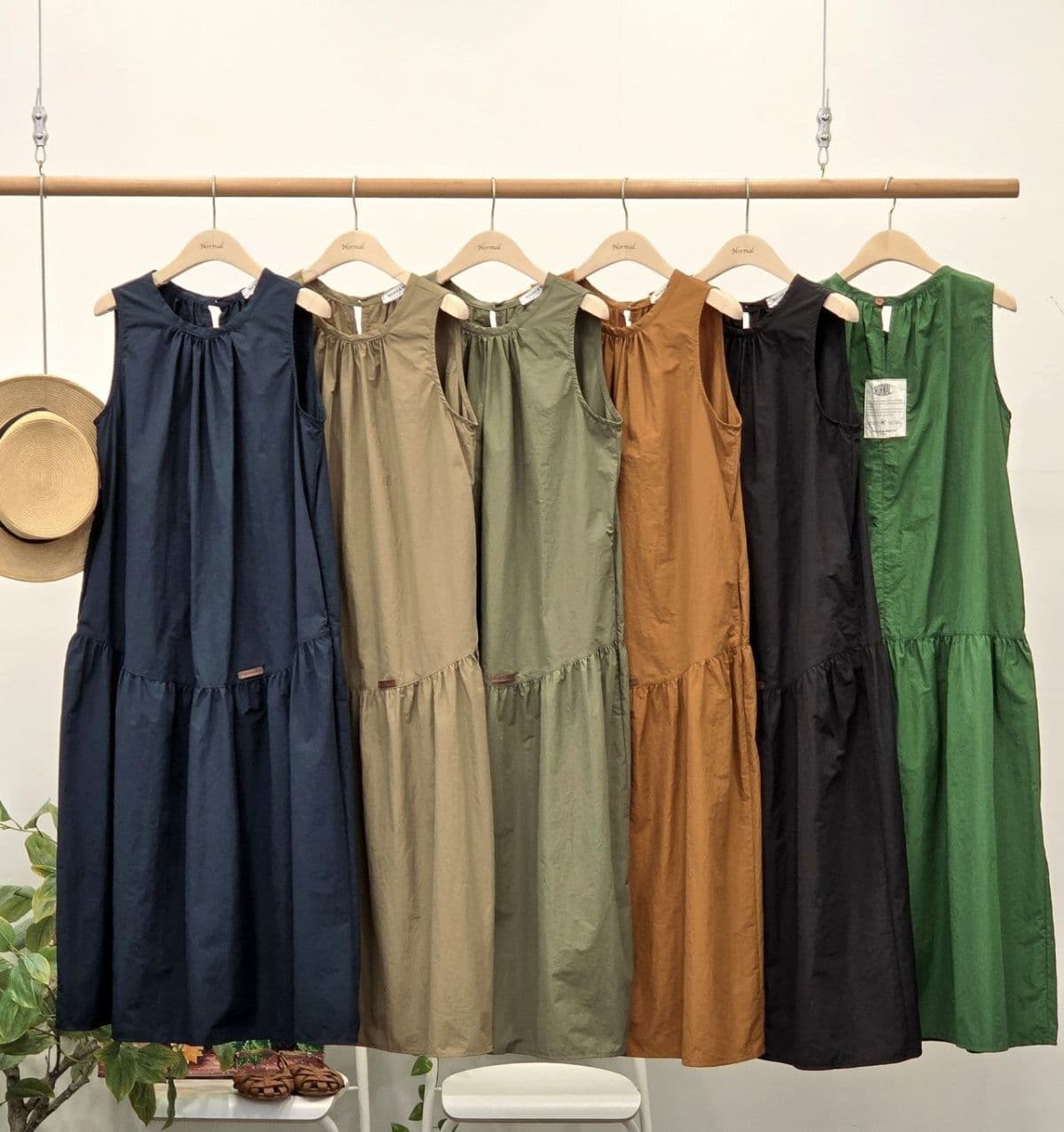 26SS) Vintage Shirred Relaxed Long Dress Size 77.5 Summer Dress Rustling Vacation - 이미지 2