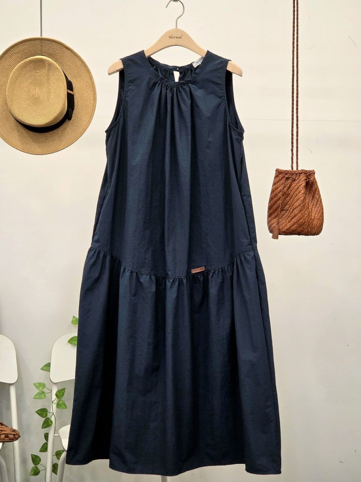 26SS) Vintage Shirred Relaxed Long Dress Size 77.5 Summer Dress Rustling Vacation - 이미지 12