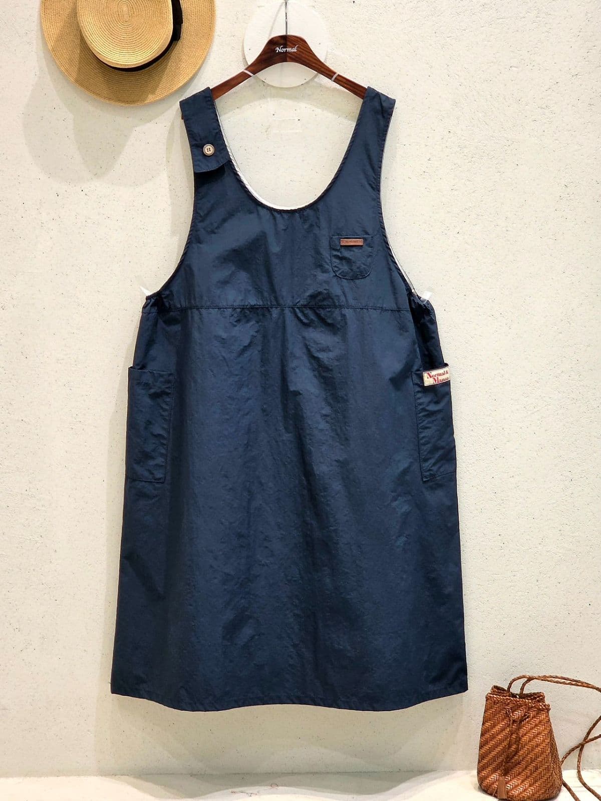 26SS New Arrival) Vintage One-Button Dress, Fits Size 77.5, Crinkly Summer Dress, Lightweight Apron - 이미지 8