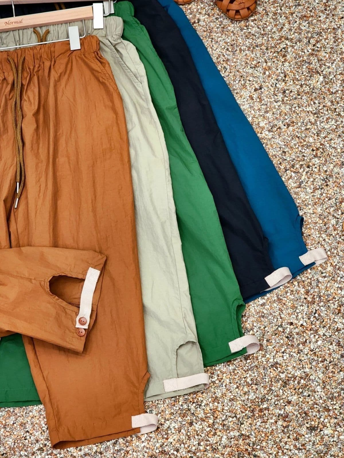 26SS) Some Vintage Two-Button Crooked Length Pants Free Size (Suitable for Size 77) Rustling Summer Pants Elastic Waist - 이미지 2