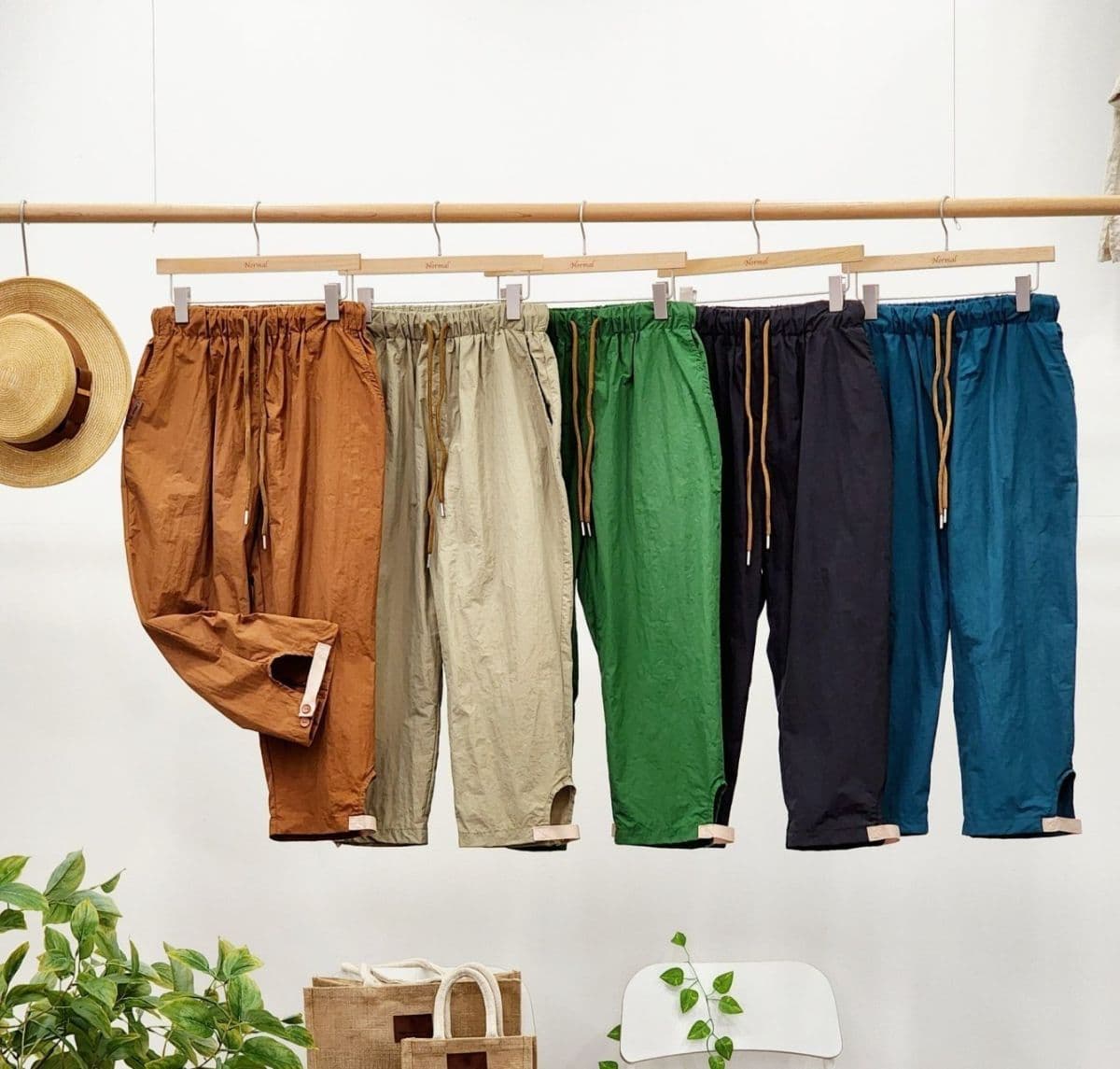 26SS) Some Vintage Two-Button Crooked Length Pants Free Size (Suitable for Size 77) Rustling Summer Pants Elastic Waist - 이미지 1
