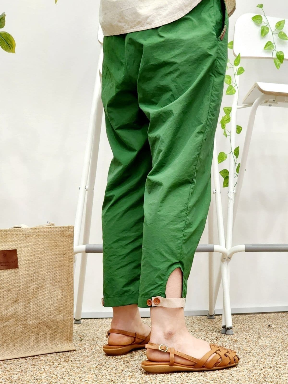 26SS) Some Vintage Two-Button Crooked Length Pants Free Size (Suitable for Size 77) Rustling Summer Pants Elastic Waist - 이미지 6