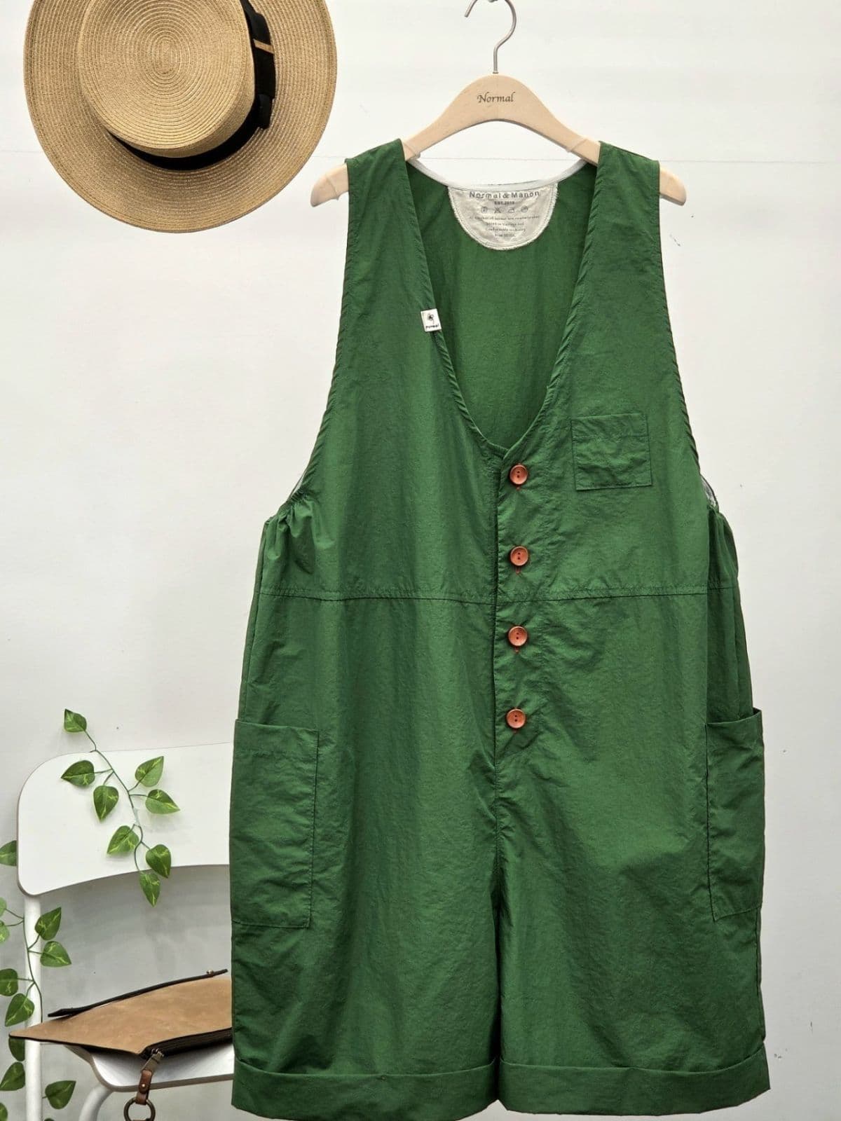 26SS) Vintage 3/4 Jumpsuit Free Size (Suitable for Size 77) Crinkly Summer Shorts - 이미지 11