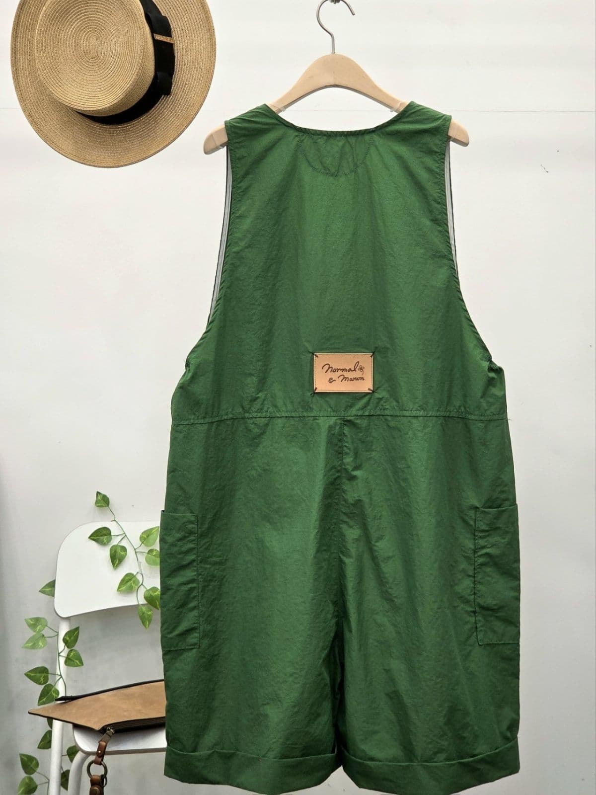 26SS) Vintage 3/4 Jumpsuit Free Size (Suitable for Size 77) Crinkly Summer Shorts - 이미지 12