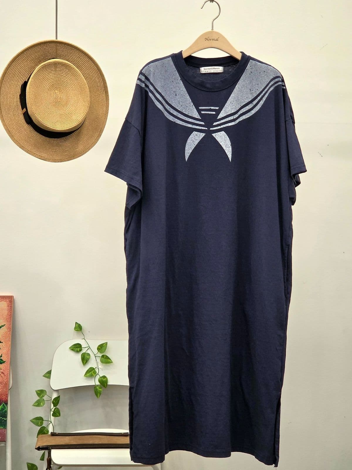 26SS New Arrival) Sailor Dress Free Size 77 Comfortable Summer Dress Short Sleeve Dress with Pockets on Both Sides - 이미지 14
