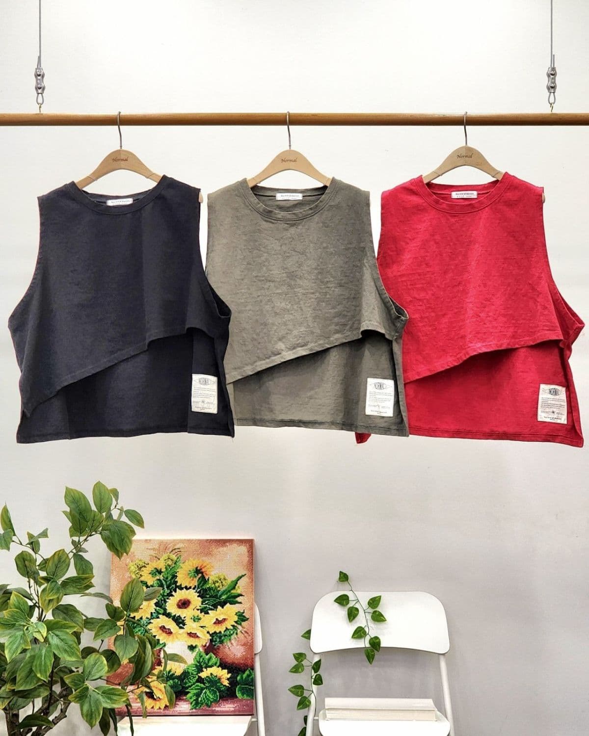 SS) Abrah Asymmetrical Loose-fit Vest Free Size 77.5 Transitional Season All-Season Round Vest Diagonal - 이미지 2
