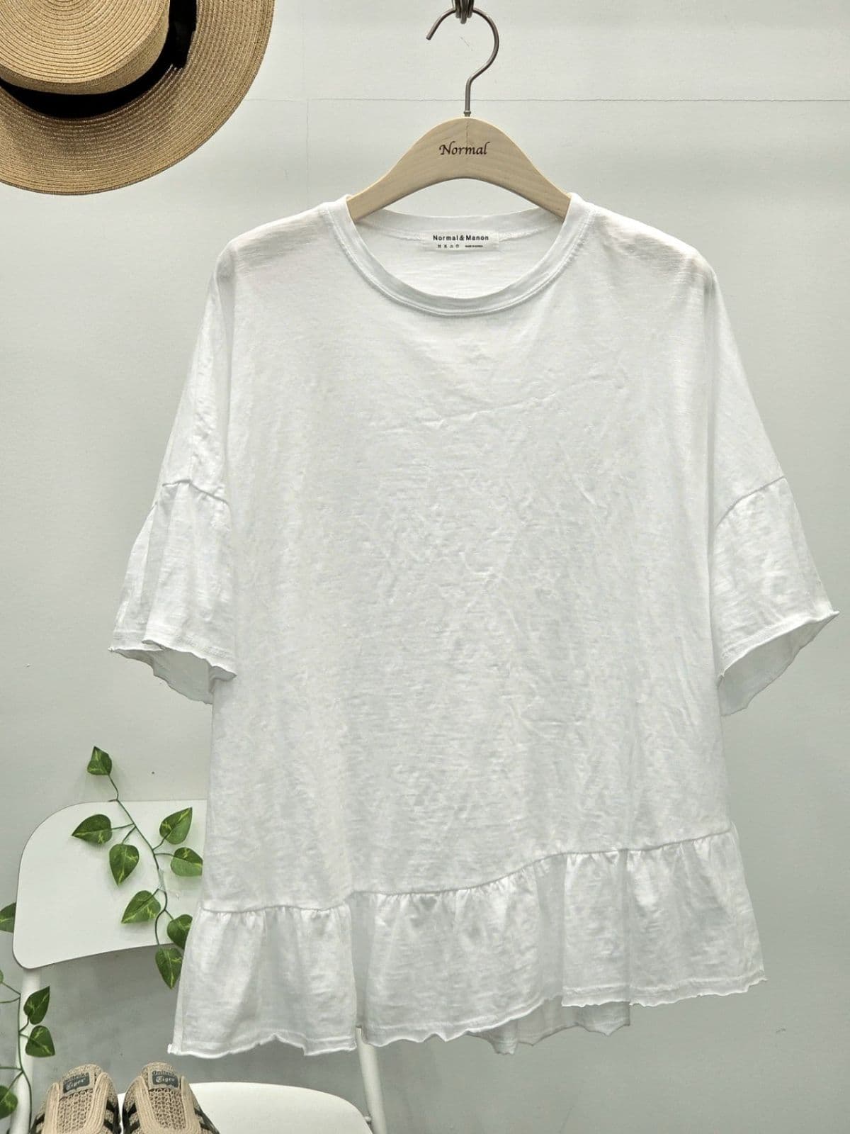 26SS) 30 Slub Frill Relaxed Tee Free Size (Wears Size 77) Spring/Summer Tee Oversized Short Sleeve Tee Layering - 이미지 3