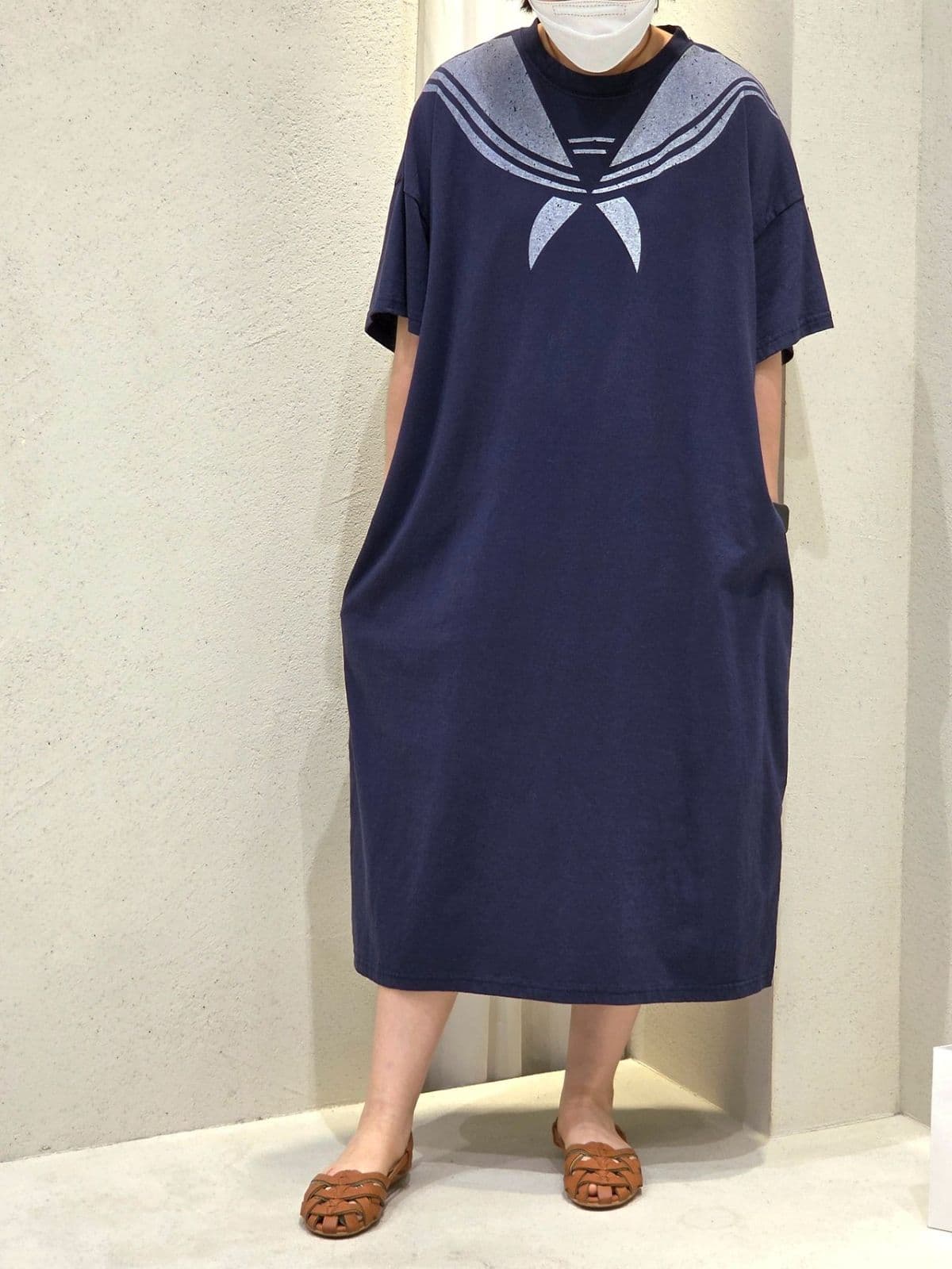 26SS New Arrival) Sailor Dress Free Size 77 Comfortable Summer Dress Short Sleeve Dress with Pockets on Both Sides - 이미지 8