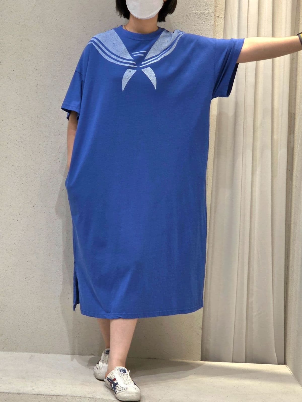 26SS New Arrival) Sailor Dress Free Size 77 Comfortable Summer Dress Short Sleeve Dress with Pockets on Both Sides - 이미지 1