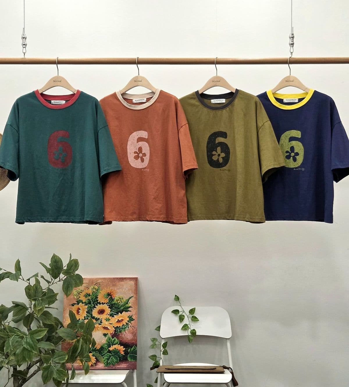 26SS New Arrival) 6-Color Block Tee (Free Size 77 Fit) Summer Color Block Short Sleeve Tee Normal Daily - 이미지 8