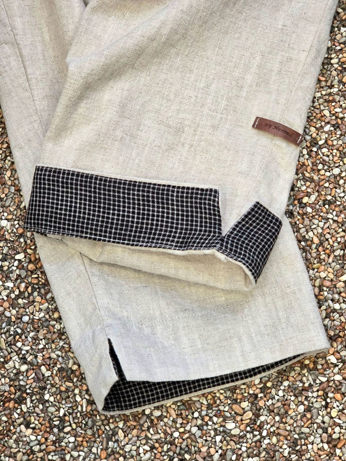 26SS New Arrival) Linen Check Contrast Pants (8 Count) Free Size, Fits Size 66.5, Summer Linen Pants, Linen Pants - 이미지 7