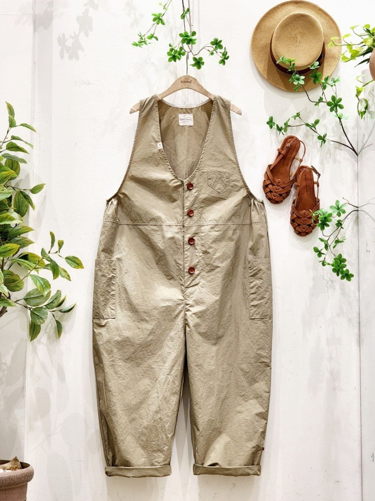 26SS) Summer Cool Vintage Jumpsuit Free Size (Suitable for Size 77.5) Summer Jumpsuit Rustle - 이미지 6