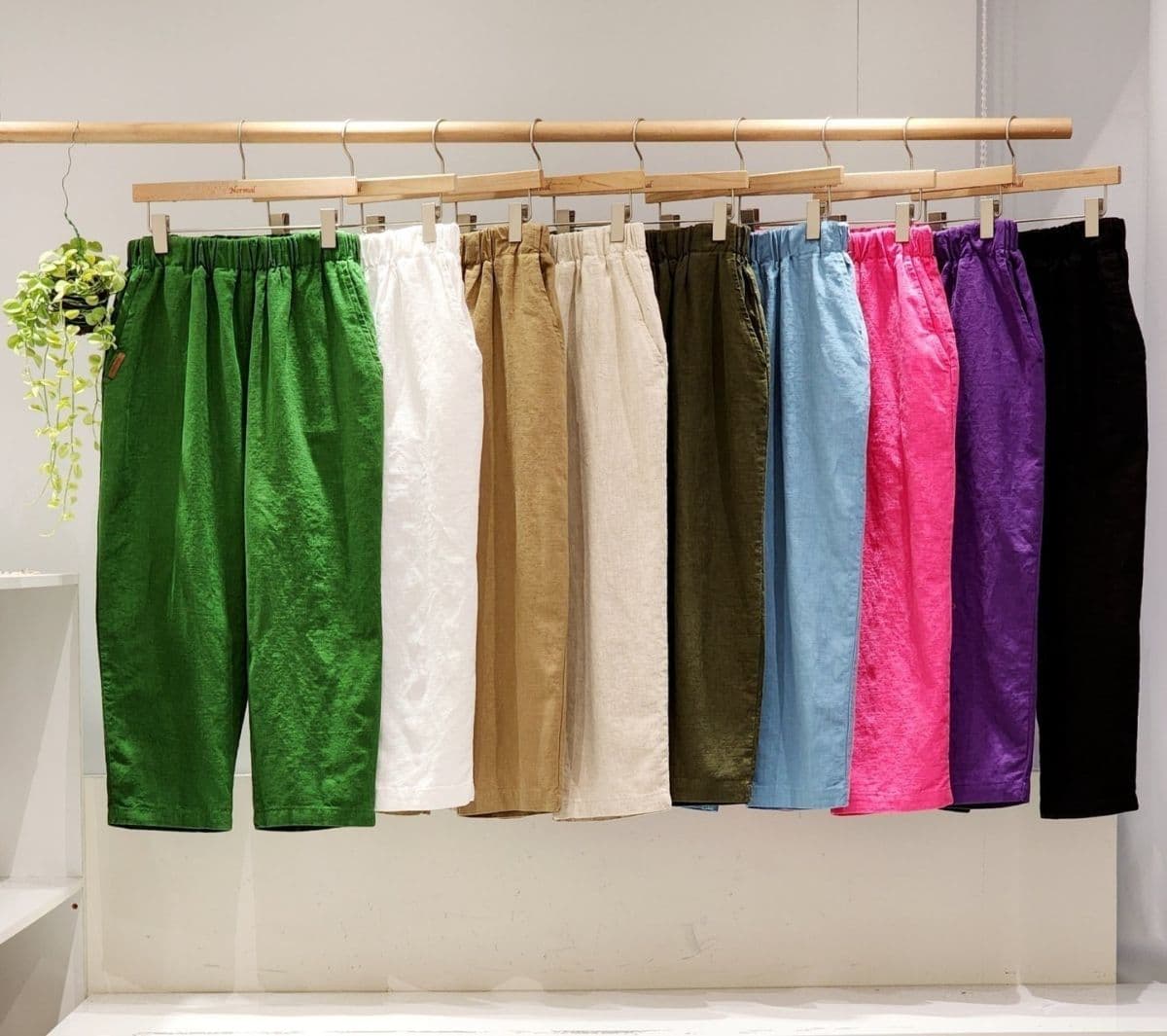 SS) Bio Linen 8-Count Elastic Waist Pants Free Size 66 (Spanish) Spring/Summer Linen Pants Summer Pants - 이미지 1